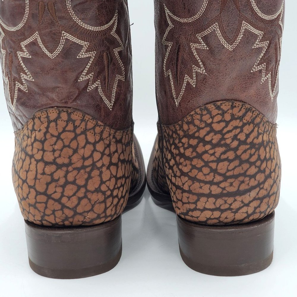 JW Ranch Leon Mexico crafted mens 9.5 brown suede bull neck cowboy western boots - Picture 5 of 16